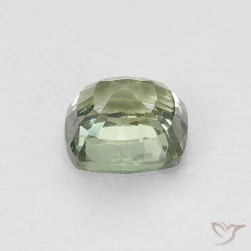 Zafiro Verde muy claro natural de 0.65 ct, Forma Cojín, VVS