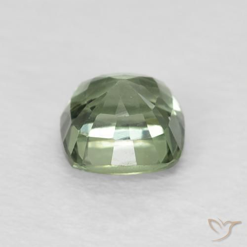 Zafiro Verde salvia claro natural de 0.73 ct, Forma Cojín, VVS