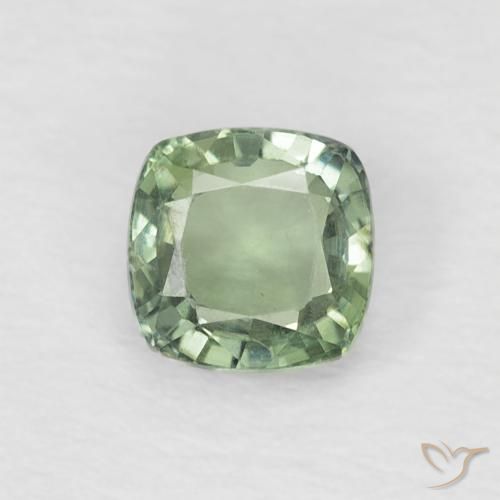 0.60ct Natural Verde salvia claro Zafiro, Forma Cojín, VVS