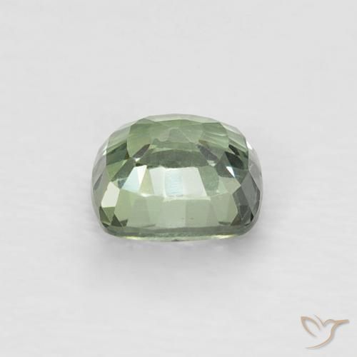 Zafiro Verde salvia claro natural de 0.60 ct, Forma Cojín, VVS