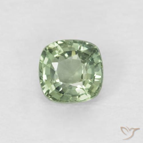 0.46ct Natural Verde claro Zafiro, Forma Cojín, VVS