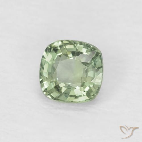 Zafiro Verde claro natural de 0.46 ct, Forma Cojín, VVS