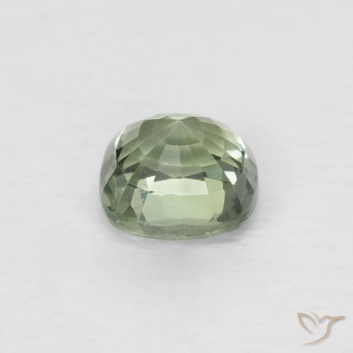 Zafiro Verde claro natural de 0.46 ct, Forma Cojín, VVS