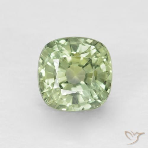 0.88ct Natural Verde salvia claro Zafiro, Forma Cojín, VVS-VS