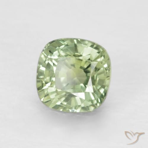 Zafiro Verde salvia claro natural de 0.88 ct, Forma Cojín, VVS-VS