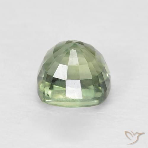 Zafiro Verde salvia claro natural de 0.88 ct, Forma Cojín, VVS-VS
