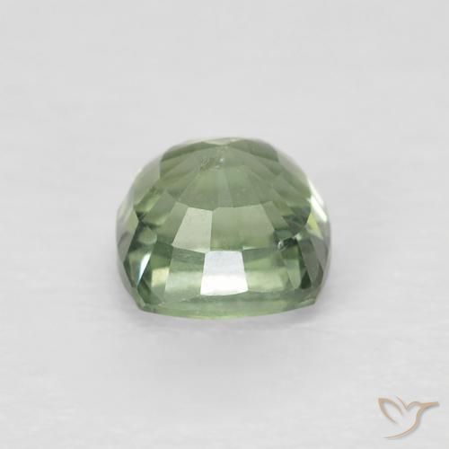 Zafiro Verde amarillento pálido natural de 0.69 ct, Forma Cojín, VVS-VS