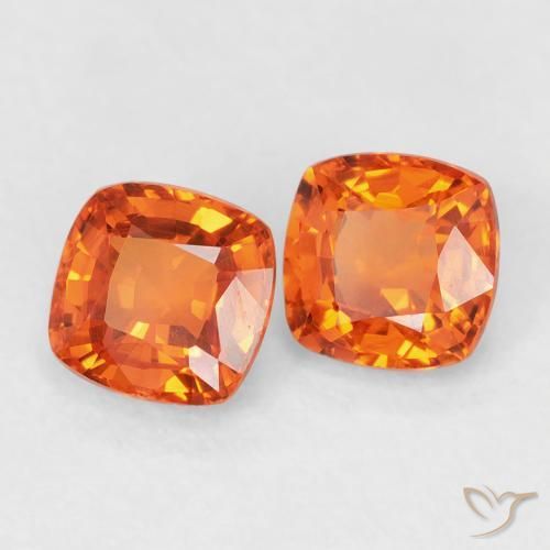 Gemas de Zafiro Naranja fuego natural de 1.13 ct, Forma Cojín, VVS-VS