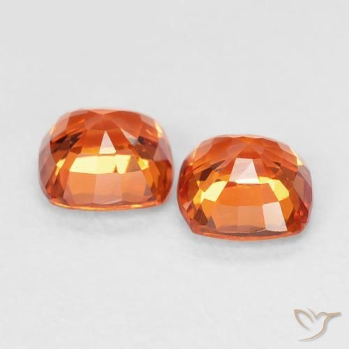 Gemas de Zafiro Naranja fuego natural de 1.13 ct, Forma Cojín, VVS-VS
