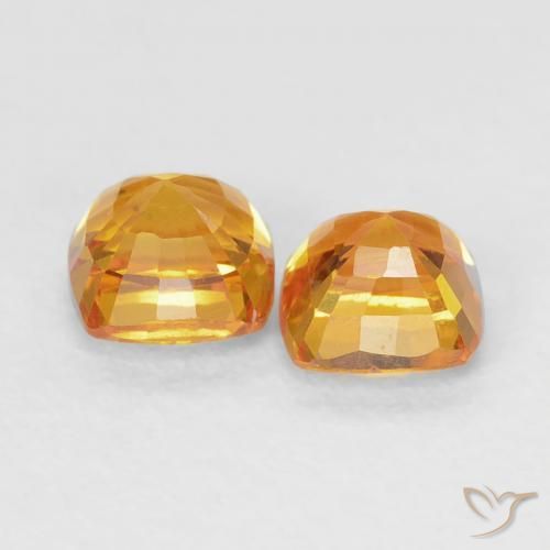 Gemas de Zafiro Dorado-naranja medio natural de 1.00 ct, Forma Cojín, VVS-VS