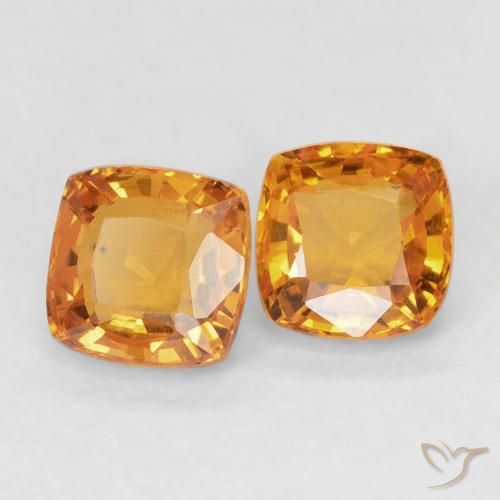 Gemas de Zafiro Naranja claro natural de 1.23 ct, Forma Cojín, VVS-VS