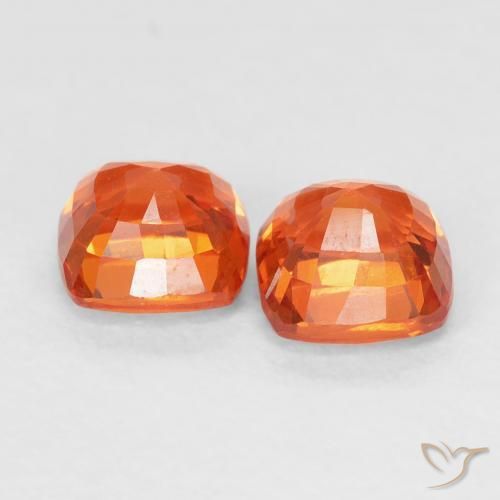 Gemas de Zafiro Naranja fuego natural de 1.54 ct, Forma Cojín, VVS-VS