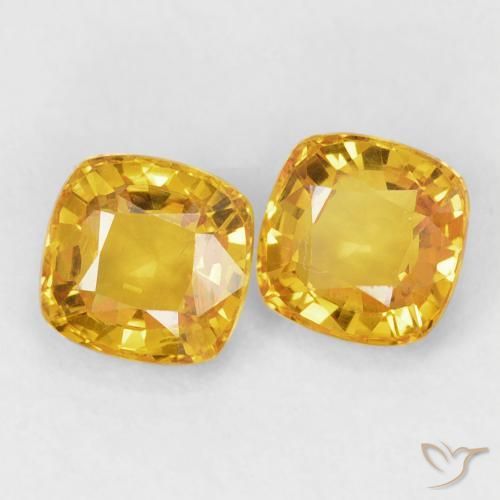 Gemas de Zafiro Dorado natural de 1.36 ct, Forma Cojín, VS
