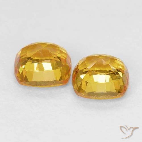 Gemas de Zafiro Dorado natural de 1.36 ct, Forma Cojín, VS
