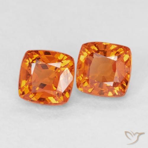 Gemas de Zafiro Naranja fuego natural de 1.06 ct, Forma Cojín, VS