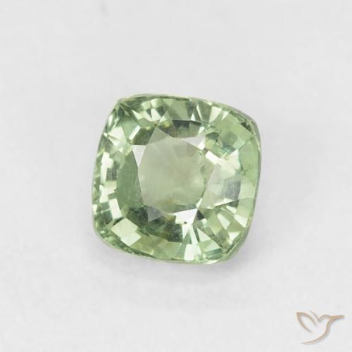 Zafiro Verde salvia claro natural de 0.63 ct, Forma Cojín, VS