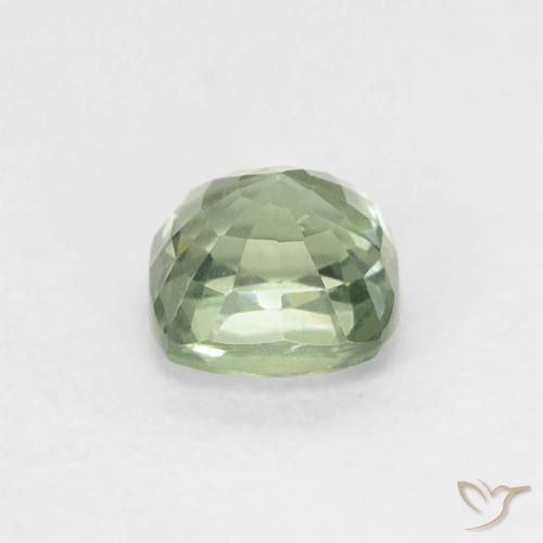 Zafiro Verde salvia claro natural de 0.63 ct, Forma Cojín, VS
