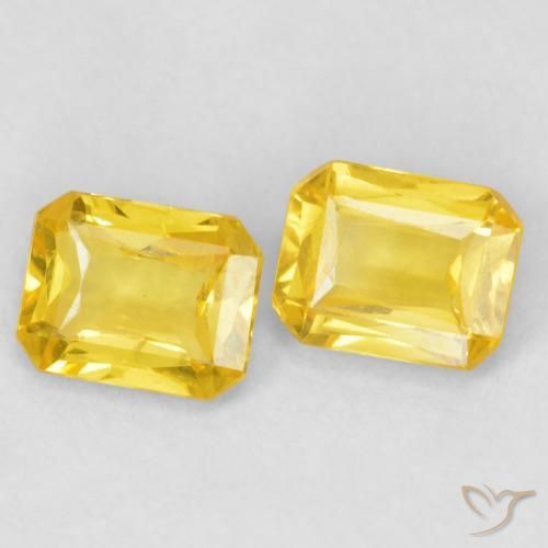 Gemas de Zafiro Dorado medio natural de 0.95 ct, Corte Octágono / Esmeralda, VS