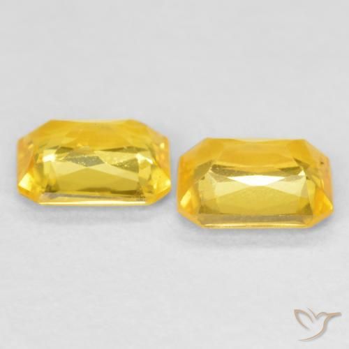 Gemas de Zafiro Dorado medio natural de 0.95 ct, Corte Octágono / Esmeralda, VS