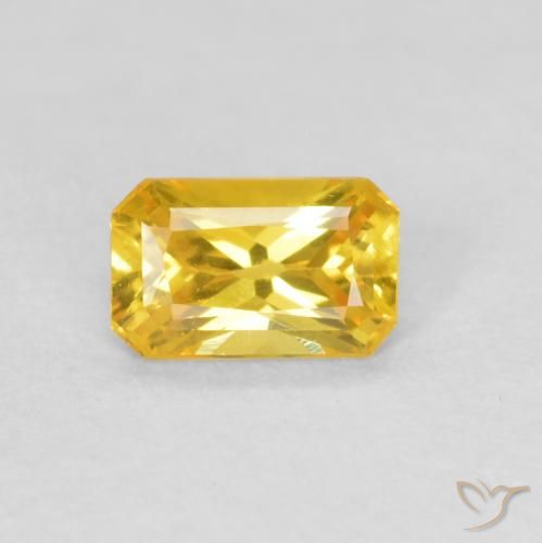 0.38ct Natural Naranja dorado Zafiro, corte esmeralda, VS