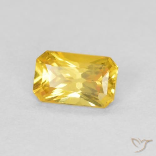 Zafiro Naranja dorado natural de 0.38 ct, Corte Octágono / Esmeralda, VS