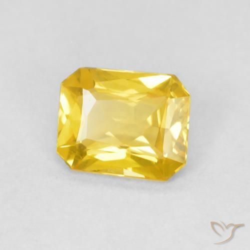 Zafiro Naranja dorado natural de 0.46 ct, Corte Octágono / Esmeralda, VVS-VS