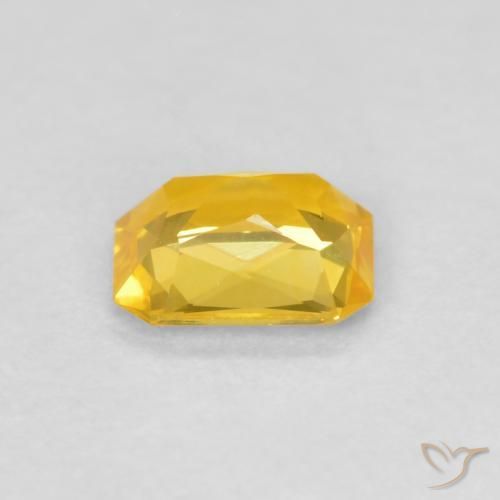 Zafiro Naranja dorado natural de 0.46 ct, Corte Octágono / Esmeralda, VVS-VS