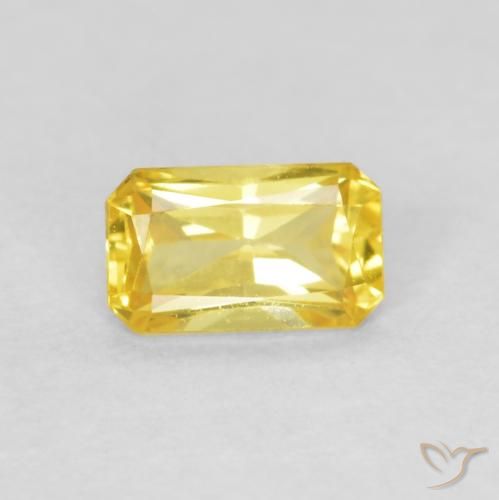 0.43ct Natural Amarillo medio Zafiro, corte esmeralda, VVS