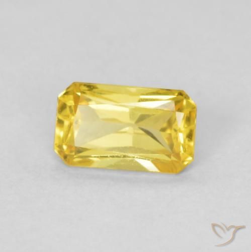 Zafiro Amarillo medio natural de 0.43 ct, Corte Octágono / Esmeralda, VVS