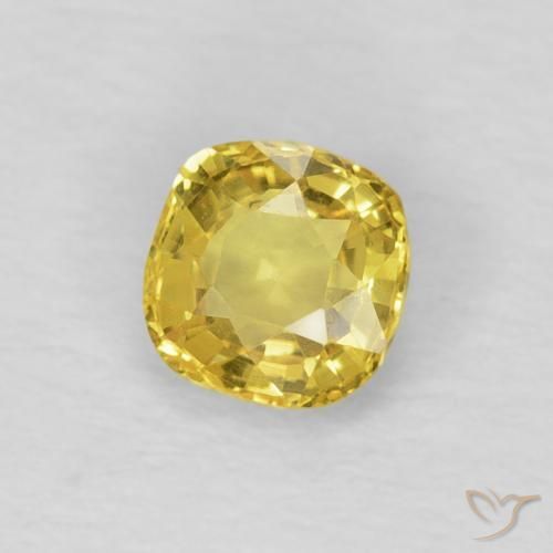Zafiro Amarillo miel claro natural de 0.40 ct, Forma Cojín, VS