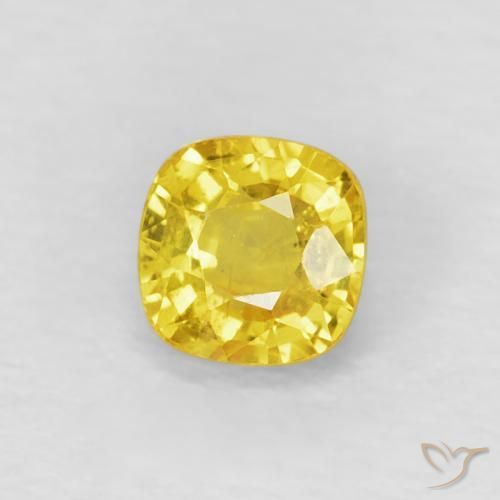 Zafiro Medium Light-Yellow natural de 0.53 ct, Forma Cojín, VS