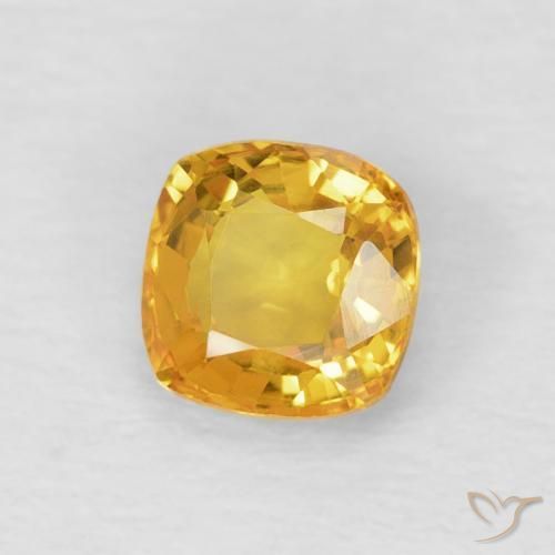 Zafiro Dorado natural de 0.61 ct, Forma Cojín, VVS