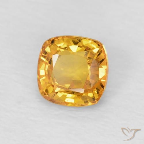 Zafiro Dorado-naranja medio natural de 0.60 ct, Forma Cojín, VVS