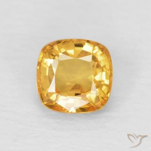 0.63ct Natural Naranja dorado intenso Zafiro, Forma Cojín, VVS