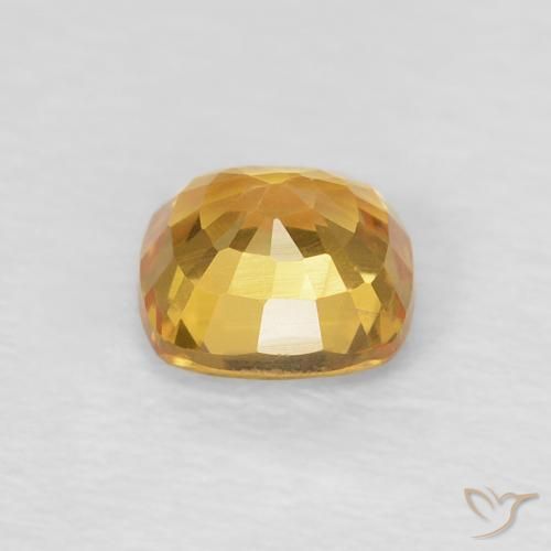 Zafiro Naranja dorado intenso natural de 0.63 ct, Forma Cojín, VVS