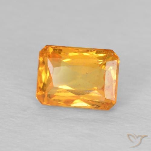 Zafiro Naranja medio natural de 0.74 ct, Corte Octágono / Esmeralda, VS