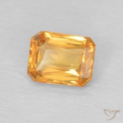 Zafiro Dorado naranja natural de 0.52 ct, Corte Octágono / Esmeralda, VVS