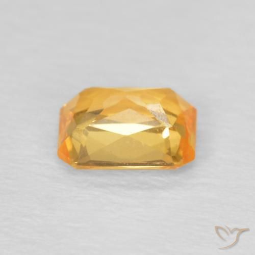 Zafiro Naranja medio natural de 0.53 ct, Corte Octágono / Esmeralda, VVS