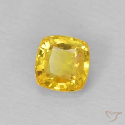 Zafiro Amarillo miel natural de 0.49 ct, Forma Cojín, VS