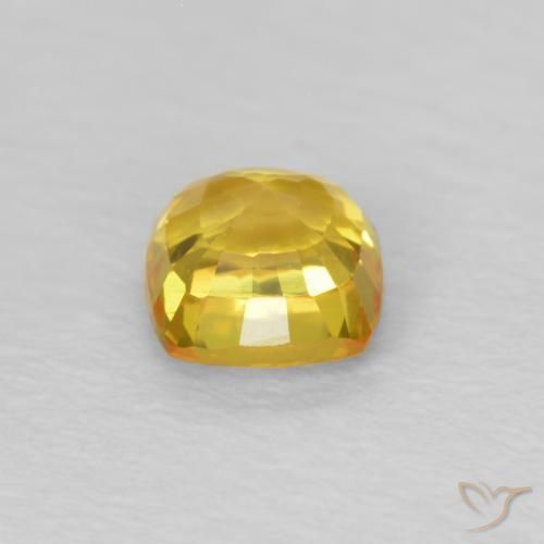 Zafiro Amarillo miel natural de 0.49 ct, Forma Cojín, VS