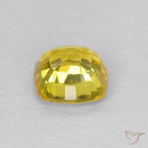 Zafiro Dorado amarillento natural de 0.62 ct, Forma Cojín, VS
