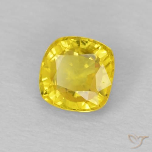 Zafiro Amarillo miel claro natural de 0.56 ct, Forma Cojín, VS