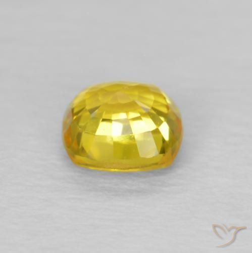 Zafiro Dorado amarillento natural de 0.57 ct, Forma Cojín, VS