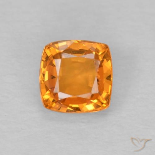 0.62ct Natural Naranja claro Zafiro, Forma Cojín, VS