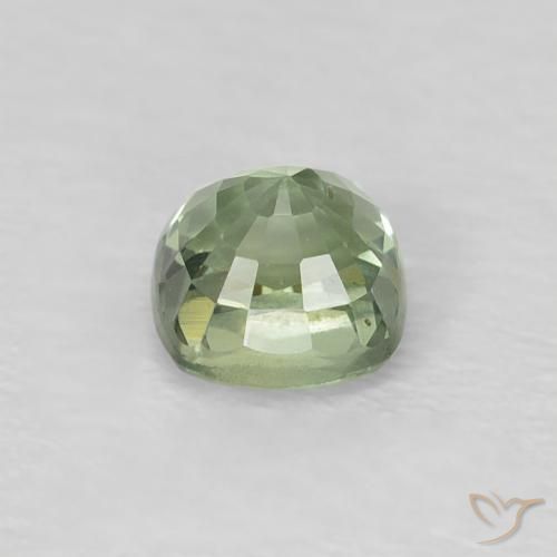 Zafiro Verde pálido natural de 0.59 ct, Forma Cojín, VS