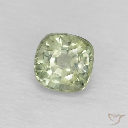Zafiro Verde salvia claro natural de 0.56 ct, Forma Cojín, VS