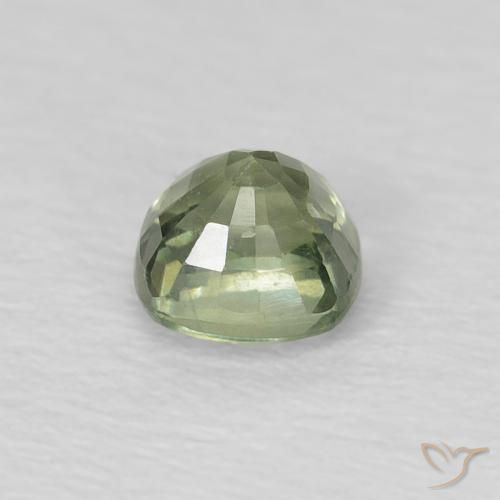 Zafiro Verde salvia claro natural de 0.56 ct, Forma Cojín, VS