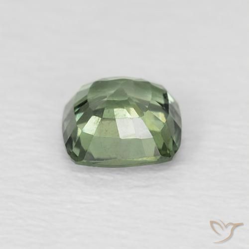 Zafiro Medium Light Green natural de 0.57 ct, Forma Cojín, VS