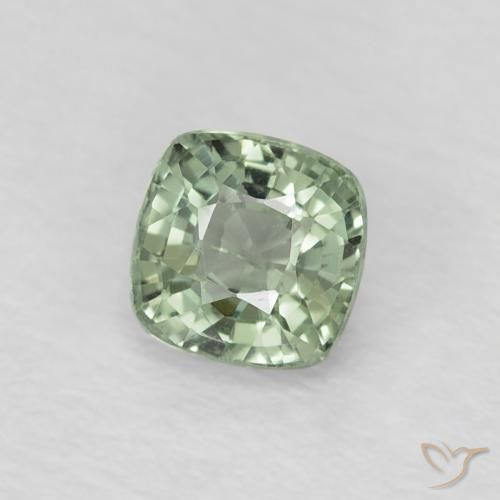 Zafiro Verde bosque natural de 0.54 ct, Forma Cojín, VS