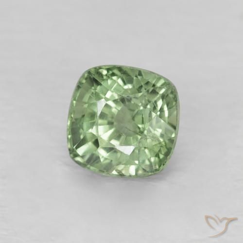 Zafiro Verde pálido natural de 0.62 ct, Forma Cojín, VS